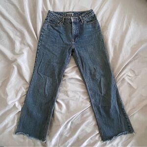 Cropped medium wash mid-rise jeans